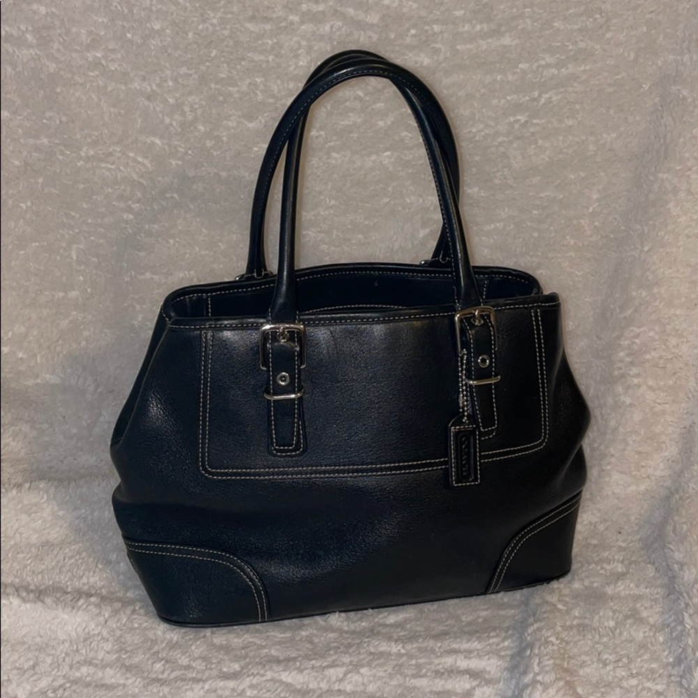 Coach two handle leather tote bag